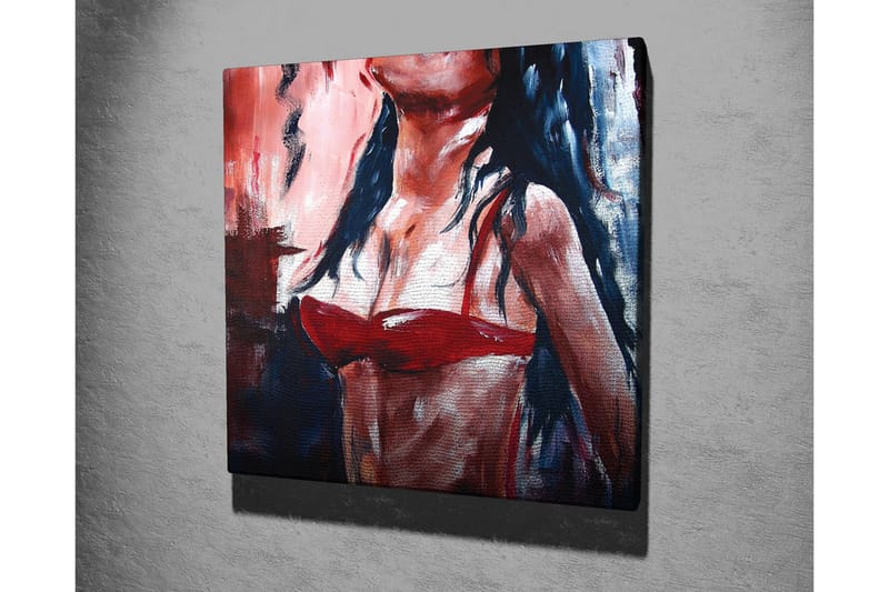 Canvastavla - Kvinnlig figur i röd bikini med mörkt hår - Röd / Svart / Hudton - Inredning & dekor - Tavlor & konst - Canvastavla