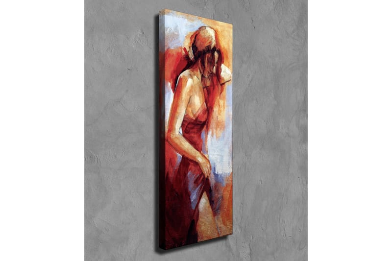 Canvastavla - Kvinnlig figur i röd klänning med mjuka penseldrag - Röd / Beige / Vit - Inredning & dekor - Tavlor & konst - Canvastavla