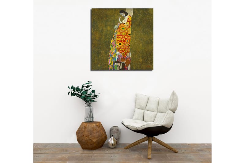 Canvastavla - Kvinnlig figur med färgglad klänning dekorerad med cirklar och blommor - Röd / Gul / Grön - Inredning & dekor - Tavlor & konst - Canvastavla