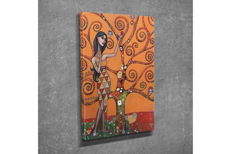 Canvastavla - Kvinnlig figur omgiven av snurrande trädgrenar - Orange / Grön / Röd - Inredning & dekor - Tavlor & konst - Canvastavla