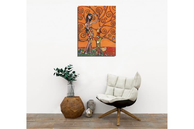 Canvastavla - Kvinnlig figur omgiven av snurrande trädgrenar - Orange / Grön / Röd - Inredning & dekor - Tavlor & konst - Canvastavla