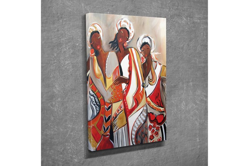 Canvastavla - Kvinnor i färgglada traditionella kläder - Röd / Beige / Svart - Inredning & dekor - Tavlor & konst - Canvastavla