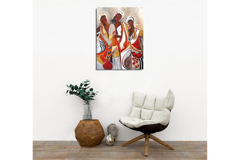 Canvastavla - Kvinnor i färgglada traditionella kläder - Röd / Beige / Svart - Inredning & dekor - Tavlor & konst - Canvastavla
