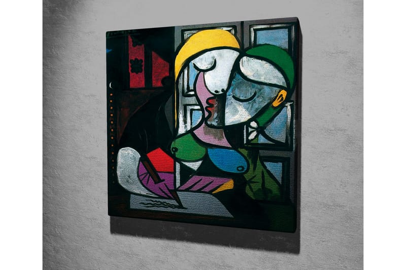 Canvastavla - Kysande par i en abstrakt stil - Grön / Gul / Lila - Inredning & dekor - Tavlor & konst - Canvastavla