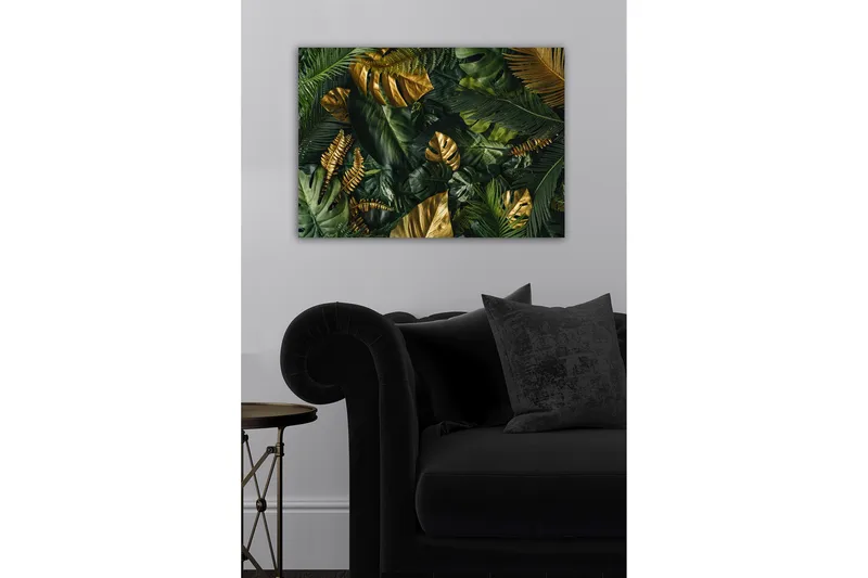 Canvastavla - Lummig samling av tropiska bladverk - Mörkgrön / Guld / Ljusgrön - Inredning & dekor - Tavlor & konst - Canvastavla