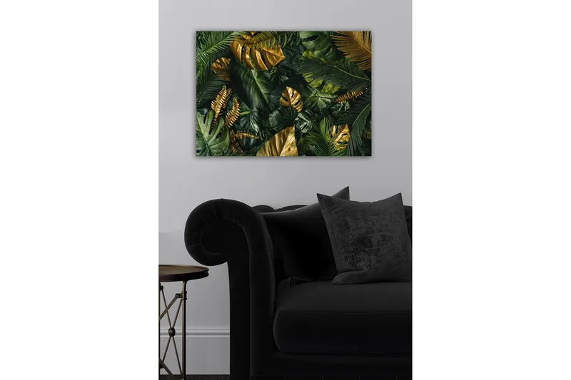 Canvastavla - Lummig samling av tropiska bladverk - Mörkgrön / Guld / Ljusgrön - Inredning & dekor - Tavlor & konst - Canvastavla