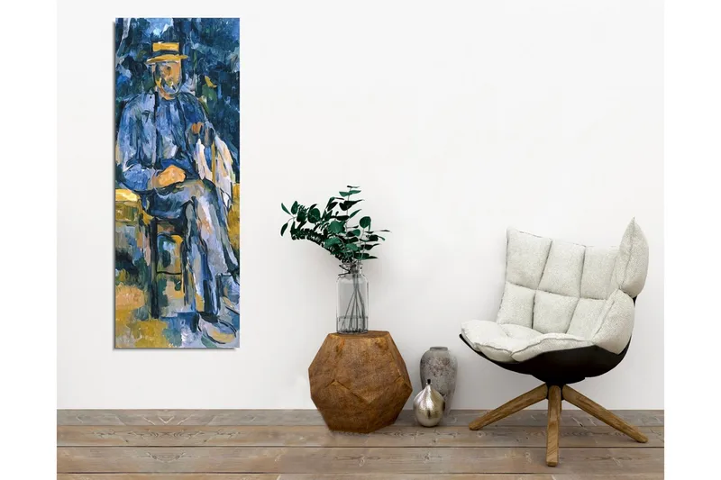 Canvastavla - Man sittande med hund i en avslappnad miljö - Blå / Beige / Grön - Inredning & dekor - Tavlor & konst - Canvastavla