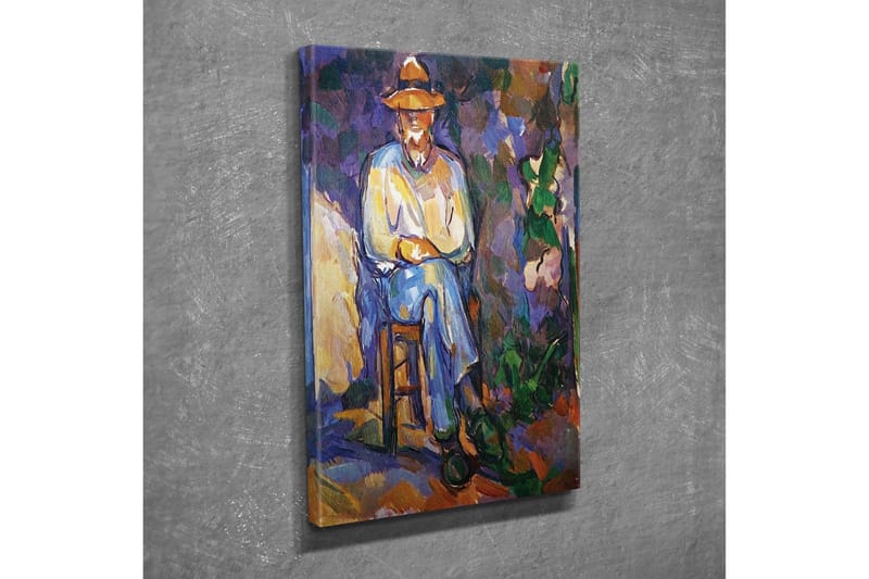 Canvastavla - Man sittande på en stol med hatt - Lila / Blå / Grön - Inredning & dekor - Tavlor & konst - Canvastavla