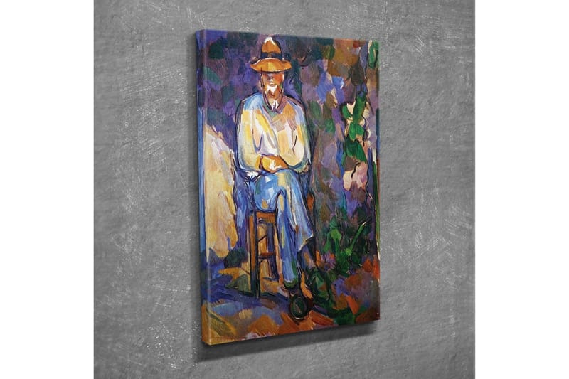 Canvastavla - Man sittande på en stol med hatt - Lila / Blå / Grön - Inredning & dekor - Tavlor & konst - Canvastavla