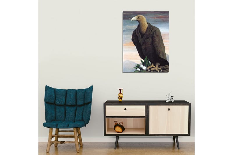 Canvastavla - Mänskligiserad örn i kostym stående på en klippa - Mörkbrun / Grön / Ljusblå - Inredning & dekor - Tavlor & konst - Canvastavla