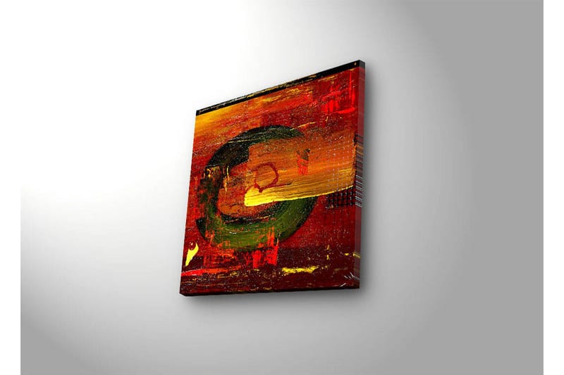 Canvastavla med LED-belysning 28x28 cm - Abstrakt komposition med cirkulära former och starka färger - Röd / Grön / Gul - Inredning & dekor - Tavlor & konst - Canvastavla