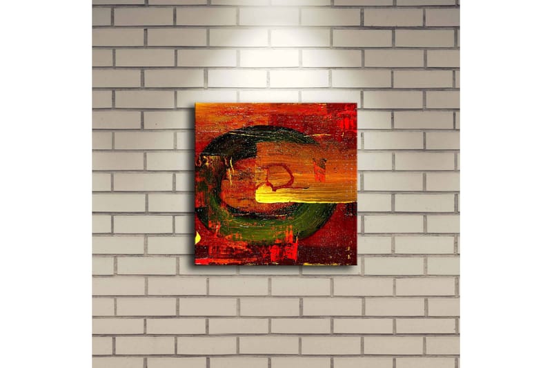Canvastavla med LED-belysning 28x28 cm - Abstrakt komposition med cirkulära former och starka färger - Röd / Grön / Gul - Inredning & dekor - Tavlor & konst - Canvastavla