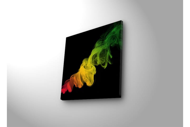 Canvastavla med LED-belysning 28x28 cm - Färgglad rökformation i röda, gula och gröna nyanser - Röd / Gul / Grön - Inredning & dekor - Tavlor & konst - Canvastavla
