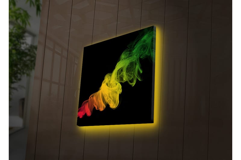 Canvastavla med LED-belysning 28x28 cm - Färgglad rökformation i röda, gula och gröna nyanser - Röd / Gul / Grön - Inredning & dekor - Tavlor & konst - Canvastavla