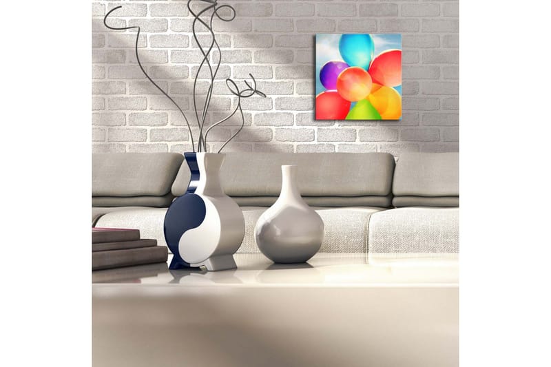 Canvastavla med LED-belysning 28x28 cm - Färgglad samling av ballonger - Röd / Blå / Grön - Inredning & dekor - Tavlor & konst - Canvastavla