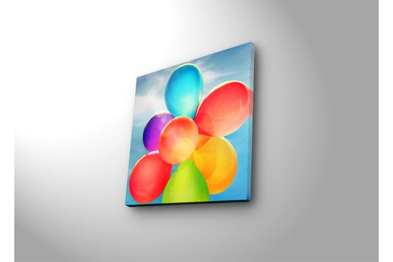 Canvastavla med LED-belysning 28x28 cm - Färgglad samling av ballonger - Röd / Blå / Grön - Inredning & dekor - Tavlor & konst - Canvastavla