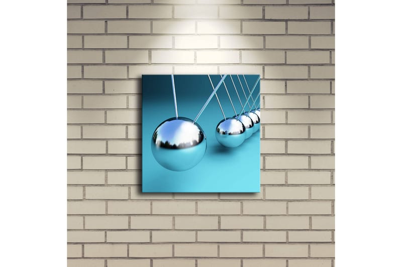 Canvastavla med LED-belysning 28x28 cm - Reflekterande pendlar i en harmonisk komposition - Silver / Turkos - Inredning & dekor - Tavlor & konst - Canvastavla