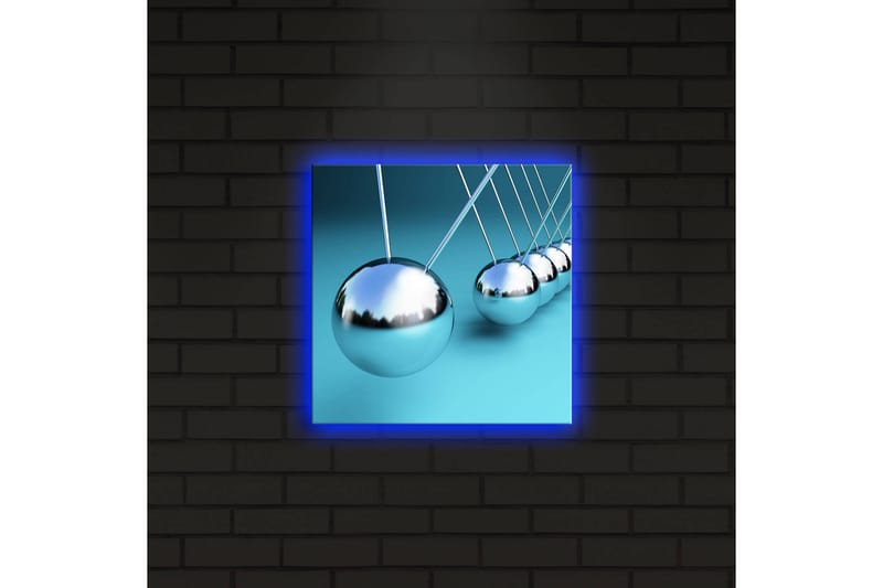 Canvastavla med LED-belysning 28x28 cm - Reflekterande pendlar i en harmonisk komposition - Silver / Turkos - Inredning & dekor - Tavlor & konst - Canvastavla