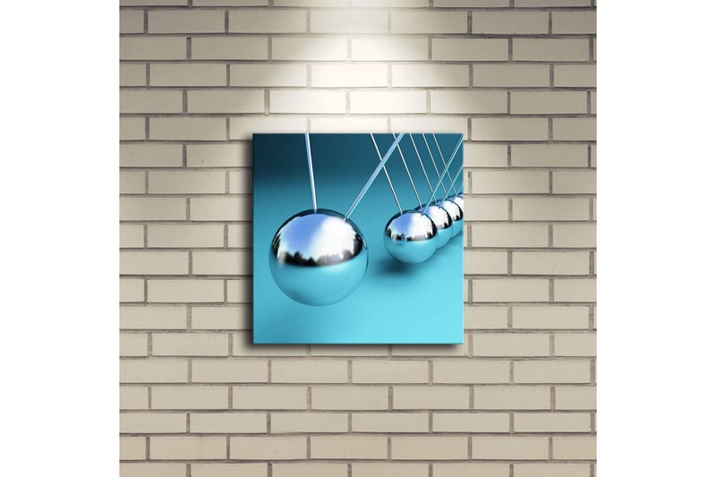 Canvastavla med LED-belysning 28x28 cm - Reflekterande pendlar i en harmonisk komposition - Silver / Turkos - Inredning & dekor - Tavlor & konst - Canvastavla