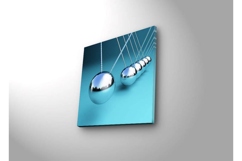 Canvastavla med LED-belysning 28x28 cm - Reflekterande pendlar i en harmonisk komposition - Silver / Turkos - Inredning & dekor - Tavlor & konst - Canvastavla