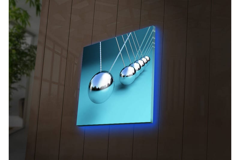 Canvastavla med LED-belysning 28x28 cm - Reflekterande pendlar i en harmonisk komposition - Silver / Turkos - Inredning & dekor - Tavlor & konst - Canvastavla
