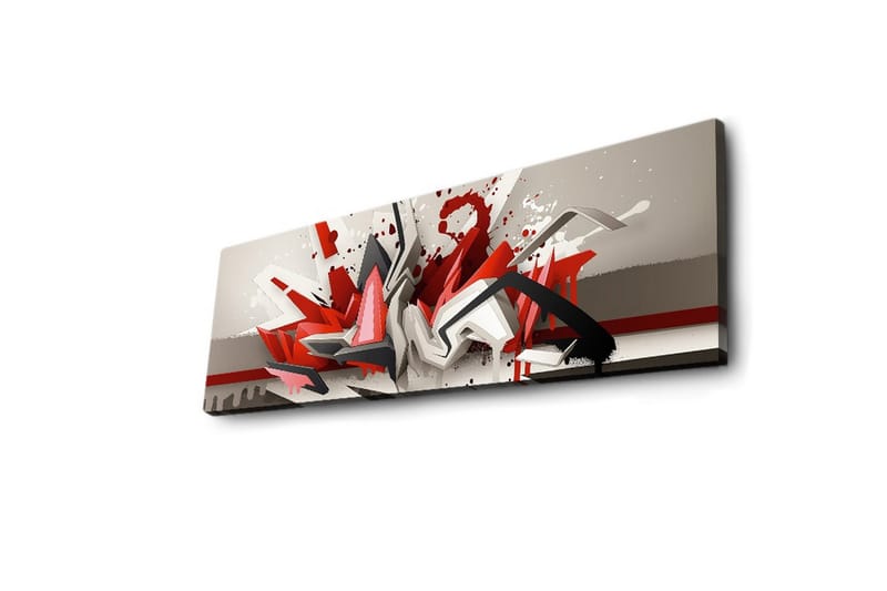 Canvastavla med LED-belysning 30x90 cm - Abstrakt komposition med dynamiska former i rött och svart - Röd / Svart / Vit - Inredning & dekor - Tavlor & konst - Canvastavla