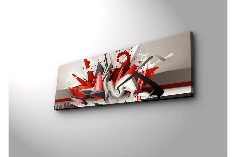 Canvastavla med LED-belysning 30x90 cm - Abstrakt komposition med dynamiska former i rött och svart - Röd / Svart / Vit - Inredning & dekor - Tavlor & konst - Canvastavla