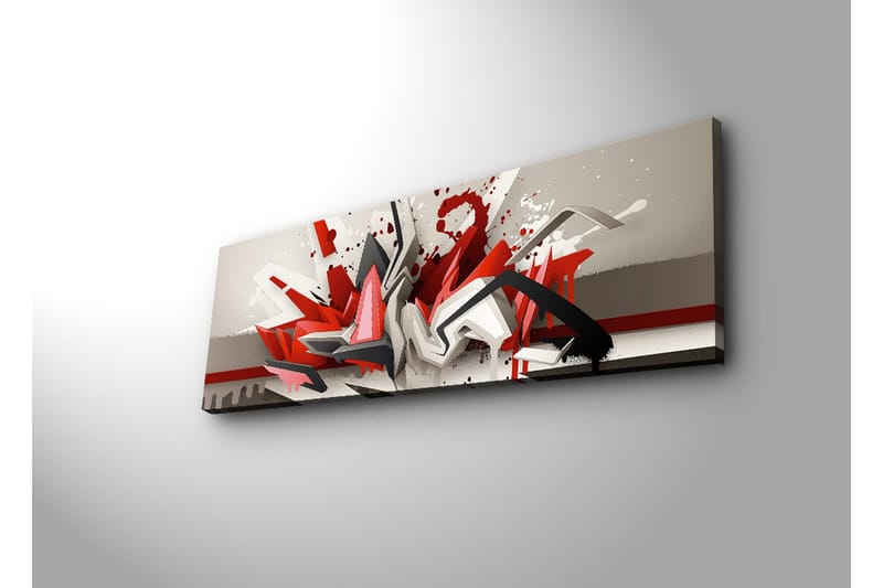 Canvastavla med LED-belysning 30x90 cm - Abstrakt komposition med dynamiska former i rött och svart - Röd / Svart / Vit - Inredning & dekor - Tavlor & konst - Canvastavla