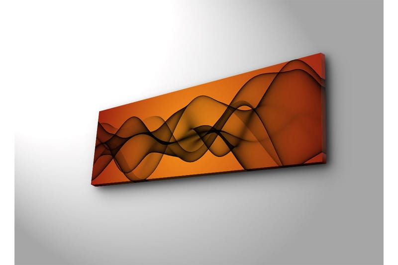Canvastavla med LED-belysning 30x90 cm - Abstrakt komposition med svepande linjer i varma toner - Orange / Svart - Inredning & dekor - Tavlor & konst - Canvastavla