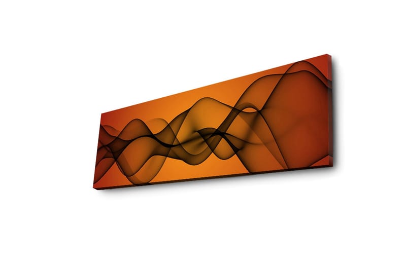 Canvastavla med LED-belysning 30x90 cm - Abstrakt komposition med svepande linjer i varma toner - Orange / Svart - Inredning & dekor - Tavlor & konst - Canvastavla