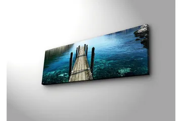 Canvastavla med LED-belysning 30x90 cm - Brygga som sträcker sig ut över klart vatten - Blå / Grön / Brun - Inredning & dekor - Tavlor & konst - Canvastavla
