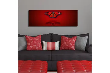 Canvastavla med LED-belysning 30x90 cm - Färgglad fjäril med detaljerade vingar - Röd / Svart / Orange - Inredning & dekor - Tavlor & konst - Canvastavla