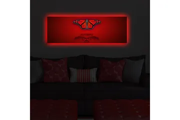 Canvastavla med LED-belysning 30x90 cm - Färgglad fjäril med detaljerade vingar - Röd / Svart / Orange - Inredning & dekor - Tavlor & konst - Canvastavla