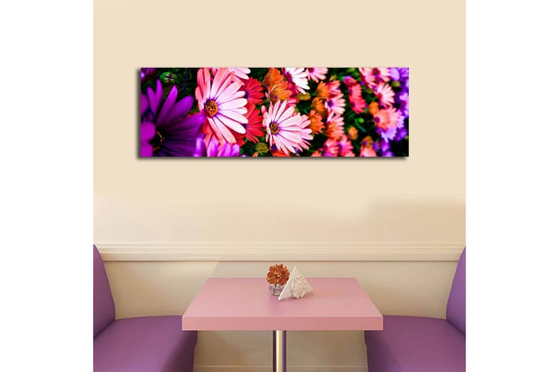 Canvastavla med LED-belysning 30x90 cm - Färgrik bukett av blommor - Rosa / Lila / Grön - Inredning & dekor - Tavlor & konst - Canvastavla