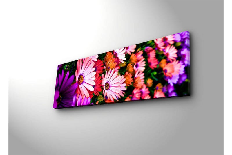Canvastavla med LED-belysning 30x90 cm - Färgrik bukett av blommor - Rosa / Lila / Grön - Inredning & dekor - Tavlor & konst - Canvastavla