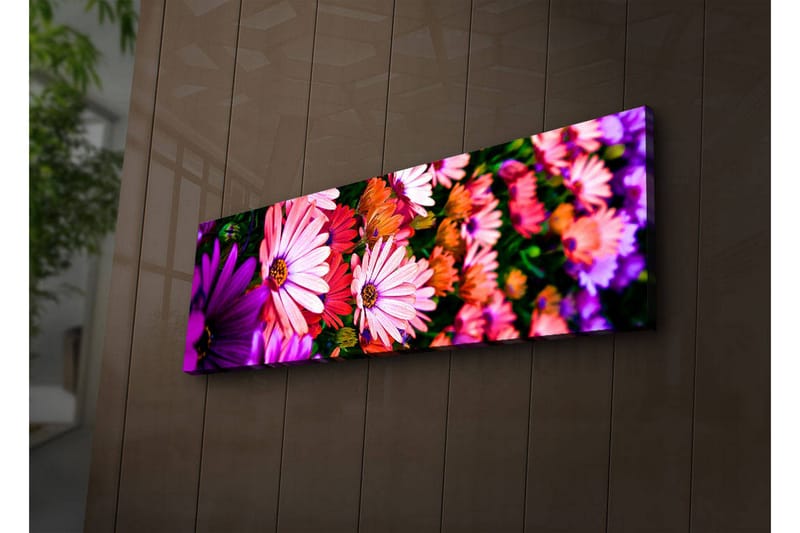 Canvastavla med LED-belysning 30x90 cm - Färgrik bukett av blommor - Rosa / Lila / Grön - Inredning & dekor - Tavlor & konst - Canvastavla