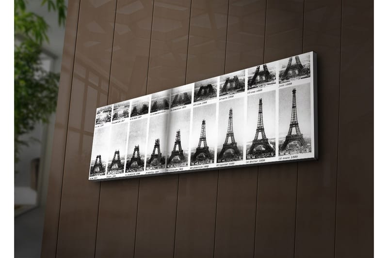 Canvastavla med LED-belysning 30x90 cm - Historisk serie av Eiffeltornet i svartvitt - Svart / Vitt - Inredning & dekor - Tavlor & konst - Canvastavla