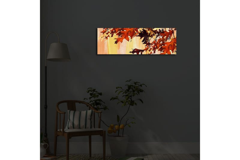 Canvastavla med LED-belysning 30x90 cm - Höstlöv i varma nyanser av röd och orange - Röd / Orange / Gul - Inredning & dekor - Tavlor & konst - Canvastavla