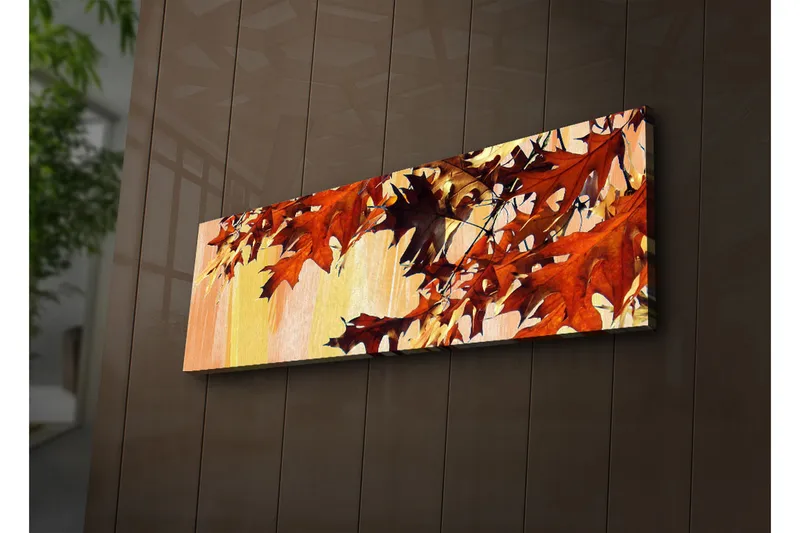 Canvastavla med LED-belysning 30x90 cm - Höstlöv i varma nyanser av röd och orange - Röd / Orange / Gul - Inredning & dekor - Tavlor & konst - Canvastavla
