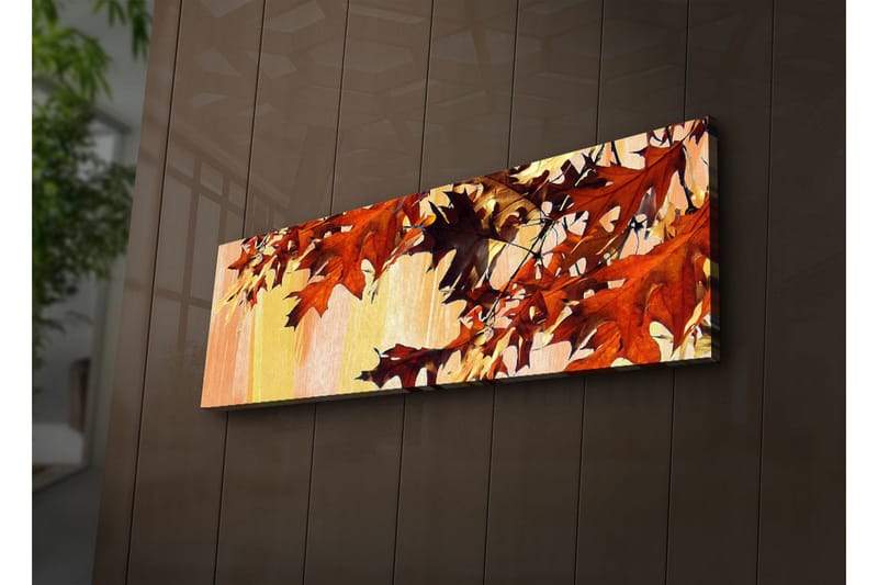 Canvastavla med LED-belysning 30x90 cm - Höstlöv i varma nyanser av röd och orange - Röd / Orange / Gul - Inredning & dekor - Tavlor & konst - Canvastavla