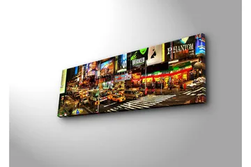 Canvastavla med LED-belysning 30x90 cm - Livlig stadsbild av Times Square med neonskyltar och trafik - Gul / Grön / Röd - Inredning & dekor - Tavlor & konst - Canvastavla