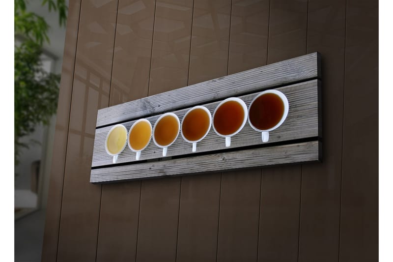 Canvastavla med LED-belysning 30x90 cm - Rad av kaffekoppar med olika nyanser av dryck - Ljusgul / Brun / Orange - Inredning & dekor - Tavlor & konst - Canvastavla