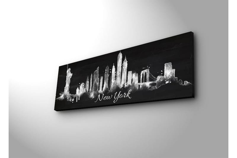 Canvastavla med LED-belysning 30x90 cm - Silhuett av New Yorks skyline med ikoniska byggnader - Svart / Vitt - Inredning & dekor - Tavlor & konst - Canvastavla