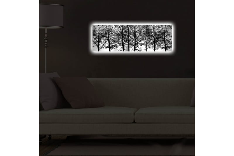 Canvastavla med LED-belysning 30x90 cm - Silhuett av träd i svartvitt - Svart / Vitt - Inredning & dekor - Tavlor & konst - Canvastavla