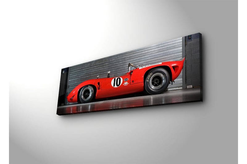 Canvastavla med LED-belysning 30x90 cm - Sportbil i röd färg med nummer 10 på sidan - Röd / Svart - Inredning & dekor - Tavlor & konst - Canvastavla