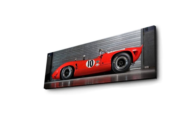 Canvastavla med LED-belysning 30x90 cm - Sportbil i röd färg med nummer 10 på sidan - Röd / Svart - Inredning & dekor - Tavlor & konst - Canvastavla