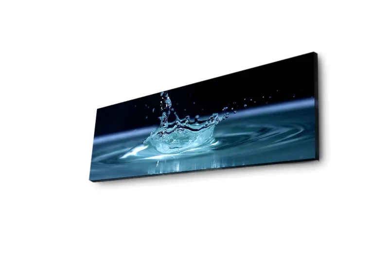 Canvastavla med LED-belysning 30x90 cm - Vattenstänk som skapar en elegant krusning i ytan - Blå / Turkos - Inredning & dekor - Tavlor & konst - Canvastavla