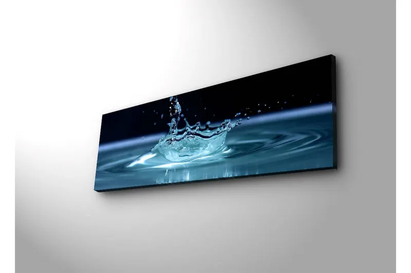 Canvastavla med LED-belysning 30x90 cm - Vattenstänk som skapar en elegant krusning i ytan - Blå / Turkos - Inredning & dekor - Tavlor & konst - Canvastavla