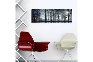 Canvastavla med LED-belysning 30x90 cm - Vinterlandskap med snöklädda träd och en svag solstråle - Blå / Vit / Grå - Inredning & dekor - Tavlor & konst - Canvastavla