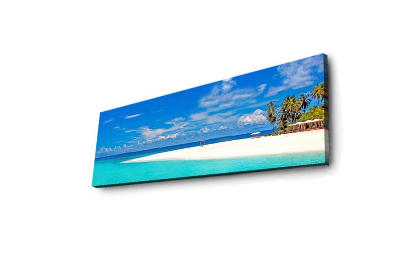 Canvastavla med LED-belysning 30x90 cm - Paradisstrand med turkost vatten och palmer - Turkos / Blå / Grön - Inredning & dekor - Tavlor & konst - Canvastavla
